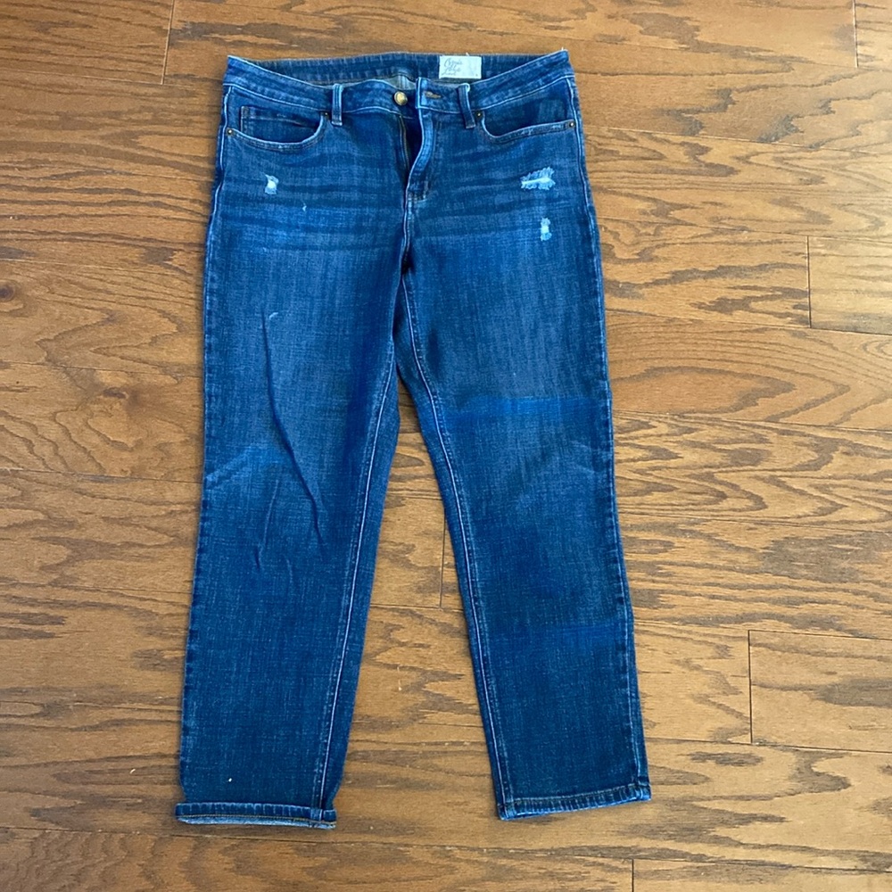 Cosmic Blue Love, ankle length jeans, distressed